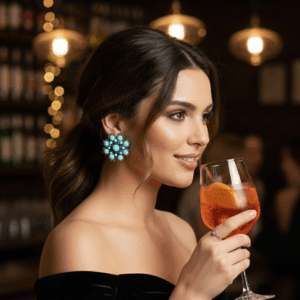 Bottoncino nero e turchese