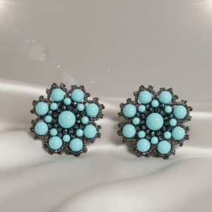 Bottoncino nero e turchese