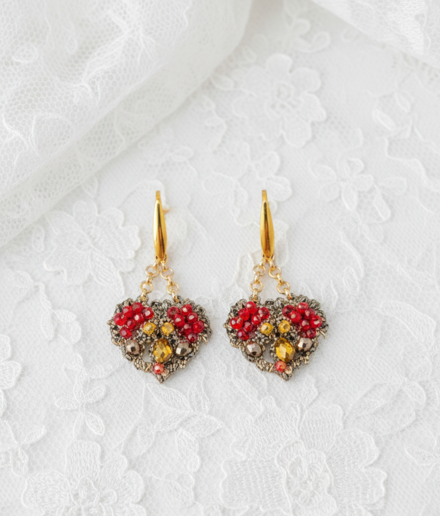 Cuoricini pendenti in nero oro