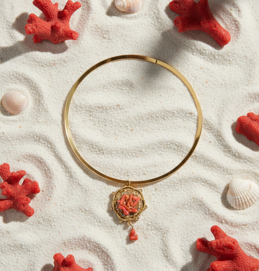 Collana scaglie corallo