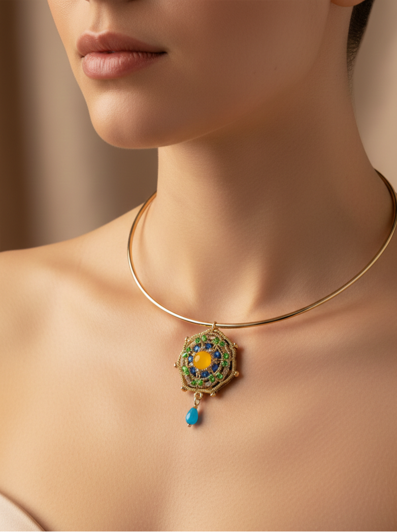 Collana ruota giallo blu - immagine 2