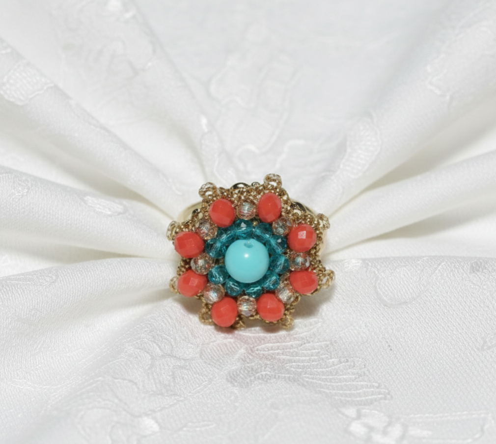 Anello turchese peach